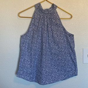 J. Crew blue floral tank with back tie